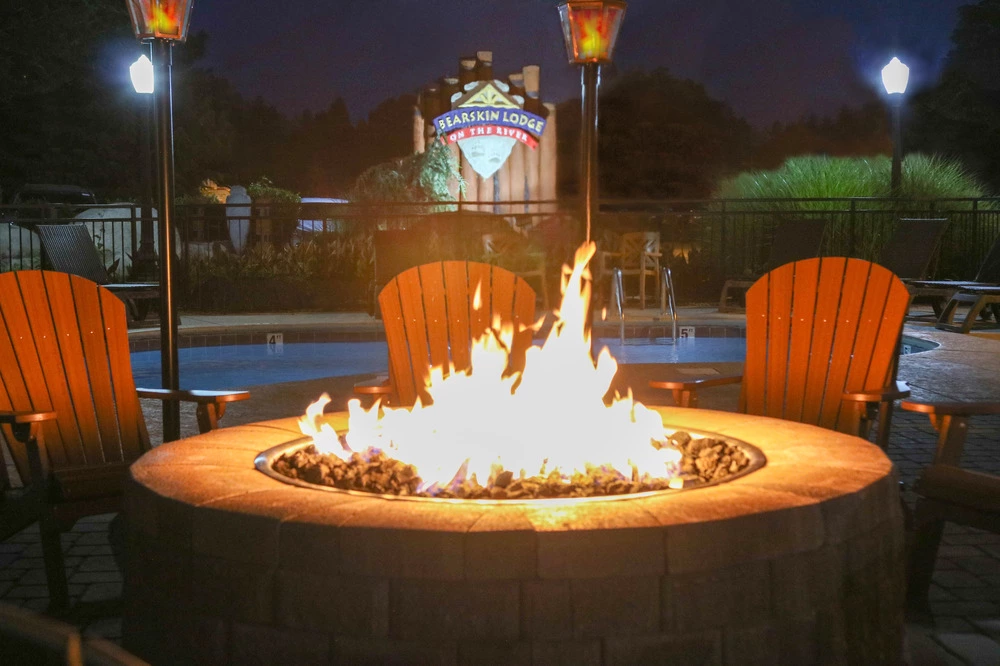 outdoor fire pit at night