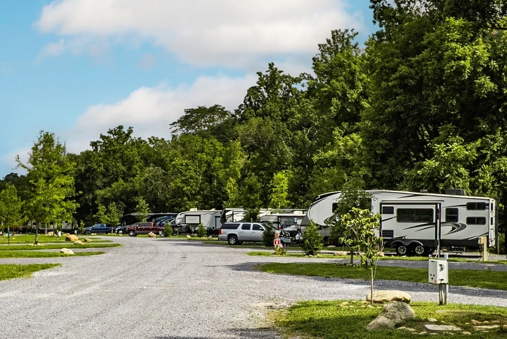 RV campsites at Uncle Jim's River Cove Campground